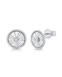 0.04CT DIAMOND FLUTED CIRCLE STUD EARRINGS