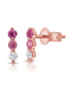 0.30CT PINK SAPPHIRE AND DIAMOND STUD EARRINGS