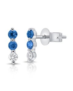 0.30CT SAPPHIRE AND DIAMOND STUD EARRINGS