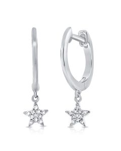 .07CT DIAMOND STAR HUGGIE WITH CHARM EARRINGS