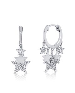 .35CT DIAMOND STAR HUGGIE WITH CHARM EARRINGS