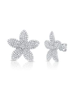 .98CT DIAMOND FLOWER STUD EARRINGS
