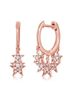 .32CT DIAMOND STAR HUGGIE WITH CHARM EARRINGS