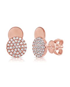 .21CT DIAMOND PAVE DISC STUD EARRINGS