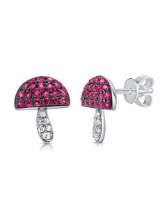 .39CT PINK SAPPHIRE AND DIAMOND MUSHROOM STUD EARRINGS