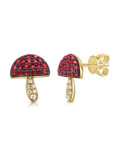 .39CT RUBY AND DIAMOND MUSHROOM STUD EARRINGS