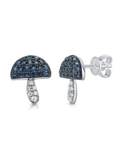 .42CT SAPPHIRE AN DIAMOND MUSHROOM STUD EARRINGS