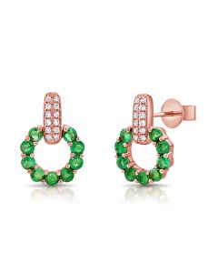 .63CT EMERALD AND DIAMOND STUD EARRINGS