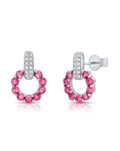 .75CT PINK SAPPHIRE AND DIAMOND STUD EARRINGS