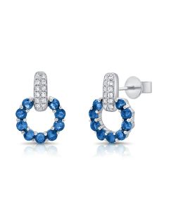 .75CT SAPPHIRE AND DIAMOND STUD EARRINGS
