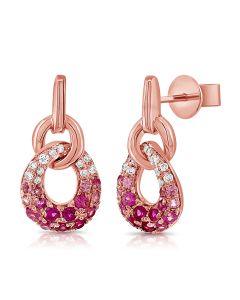 .43CT PINK SAPPHIRE AND DIAMOND DROP EARINGS