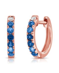 .35CT SAPPHIRE AND DIAMOND HUGGIE EARRINGS