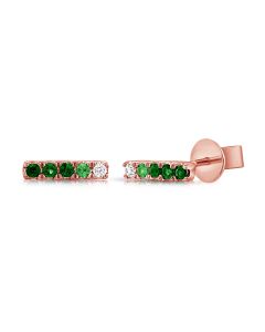 .14CT EMERALD, GREEN GARNET AND DIAMOND STUD EARRINGS