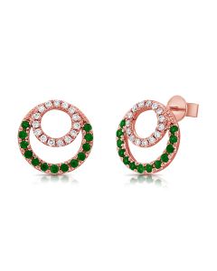 .49CT EMERALD AND DIAMOND CIRCLE STUD EARRINGS