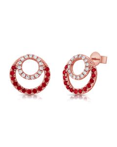 .49CT SAPPHIRE AND DIAMOND CIRCLE STUD EARRINGS