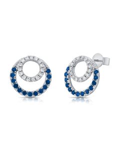 .49CT SAPPHIRE AND ROUND DIAMOND CIRCLE STUD EARRINGS