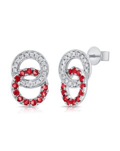 .52CT RUBY AND DIAMOND CIRCLE STUD EARRINGS