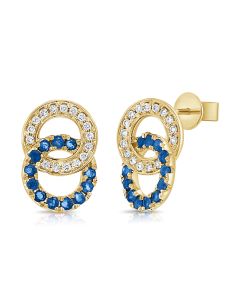 .52CT SAPPHIRE AND ROUND DIAMOND LINK STUD EARRINGS