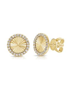 0.13CT DIAMOND FLUTED CIRCLE STUD EARRINGS