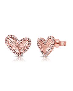 .14CT DIAMOND FLUTED HEART HUGGIE EARRINGS