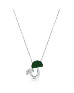 0.39CT EMERALD AND DIAMOND MUSHROOM PENDANT NECKLACE