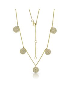 .94CT DIAMOND PAVE DISC STATION NECKLACE