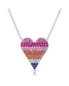 1.94CT RAINBOW COLOR DIAMOND HEART PENDANT NECKLACE