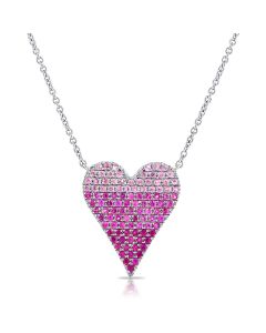 .69CT PINK SAPPHIRE HEART PENDANT NECKLACE
