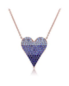 .80CT SAPPHIRE HEART PENDANT NECKLACE