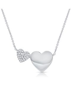 .09CT DIAMOND DOUBLE HEART PENDANT NECKLACE