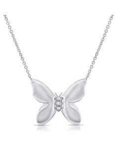 .02CT DIAMOND BUTTERFLY PENDANT NECKLACE