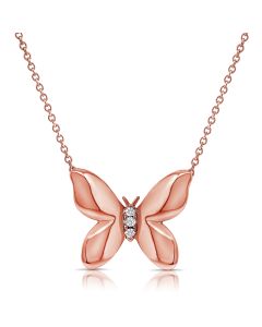 .02CT DIAMOND BUTTERFLY PENDANT NECKLACE