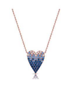 1.49CT SAPPHIRE AND DIAMOND HEART PENDANT NECKLACE