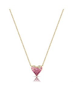 0.44CT PINK SAPPHIRE AND DIAMOND HEART PENDANT NECKLACE