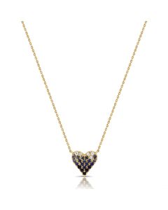 .37CT SAPPHIRE AND DIAMOND HEART PENDANT NECKLACE