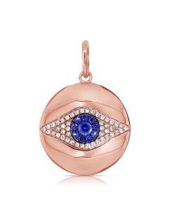 .30CT SAPPHIRE AND DIAMOND EVIL EYE PENDANT