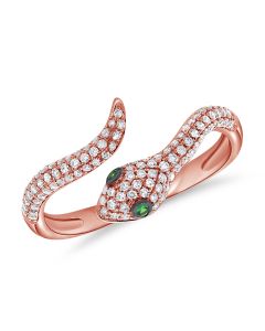 .36CT GREEN GARNET AND DIAMOND SNAKE WRAP RING