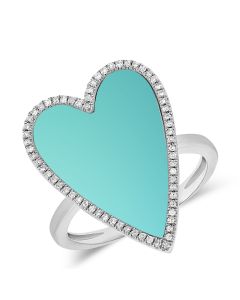 1.53CT TURQUOISE AND DIAMOND HEART RING