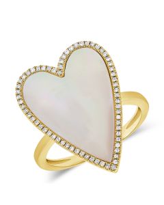 3.05CT WHITE AGATE AND DIAMOND HEART RING