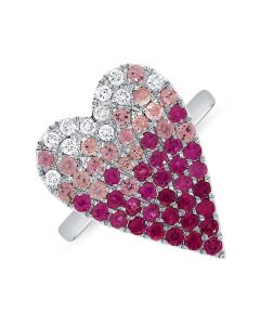 1.53CT PINK SAPPHIRE AND DIAMOND HEART RING