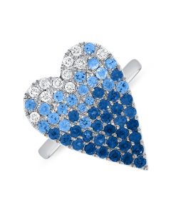 1.53CT SAPPHIRE AND DIAMOND HEART RING