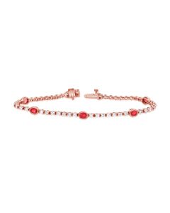 3.82CT RUBY AND ROUND DIAMOND TENNIS BRACELET