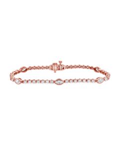 3.12CT MARQUISE AND ROUND SHAPE DIAMOND BEZEL BEZEL TENNIS BRACELET