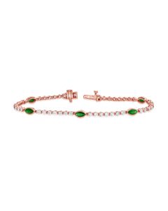 3.40CT EMERALD AND ROUND DIAMOND TENNIS BRACELET