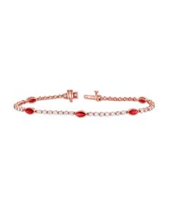 3.45CT RUBY AND ROUND DIAMOND TENNIS BRACELET