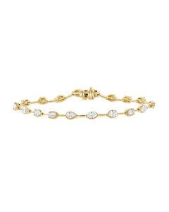 3.59CT EMERALD, MARQUISE, OVAL AND PEAR SHAPE DIAMOND TENNIS BRACELET