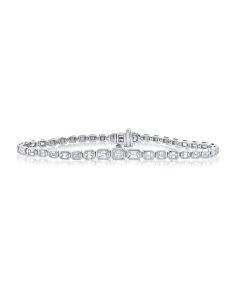 3.01CT EMERALD SHAPE DIAMOND BEZEL BEZEL TENNIS BRACELET