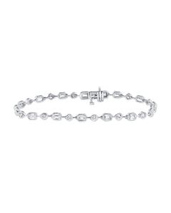 2.94CT EMERALD SHAPE AND ROUND SHAPE DIAMOND BEZEL TENNIS BRACELET