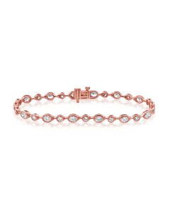 2.70CT OVAL SHAPE AND ROUND DIAMOND BEZEL SET TENNIS BRACELET
