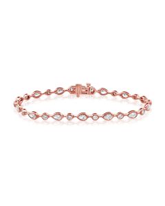 2.93CT PEAR SHAPE AND ROUND DIAMOND BEZEL SET TENNIS BRACELET
